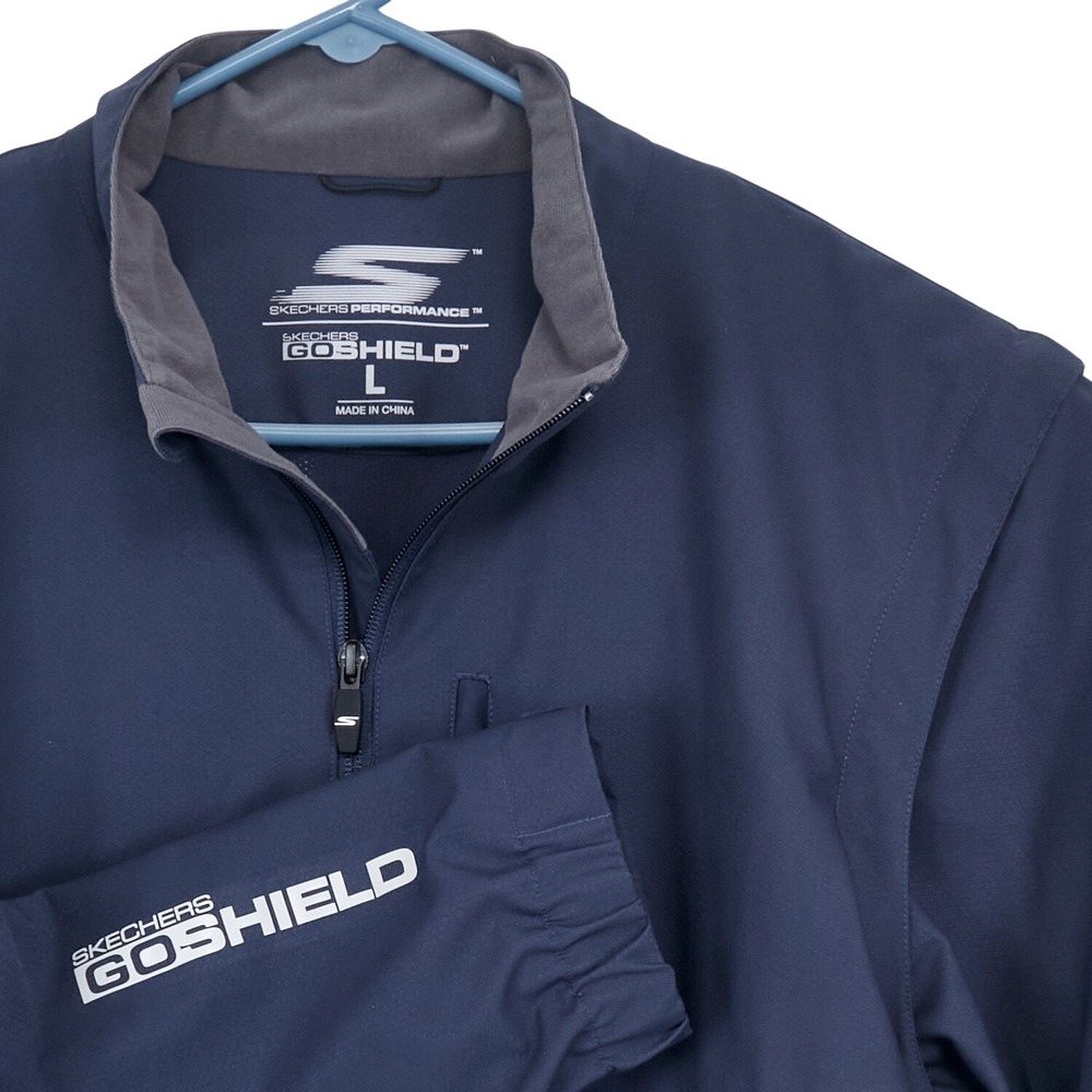 Skechers Performance GO SHIELD Jacket Mens Large Navy Blue Convertible Polyester